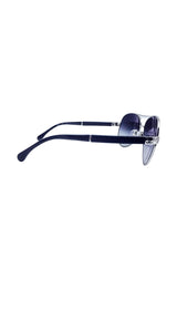Anteojos Silver / Black Aviator Quilting Leather 4195-Q