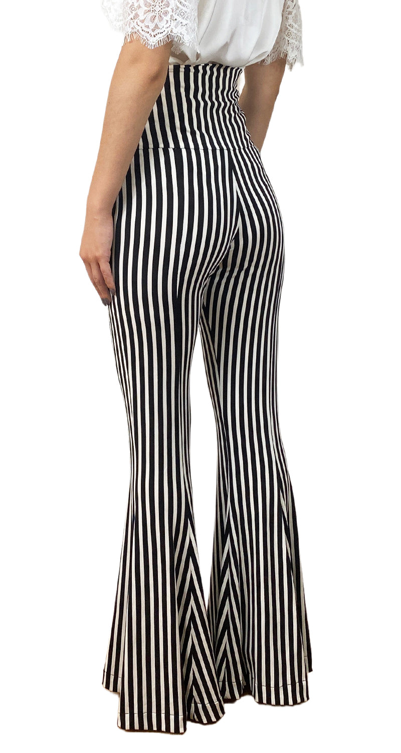 Pantalón Palazzo Listado Negro Blanco