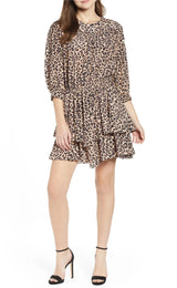 Vestido Rooka Shirred Leopard-Print