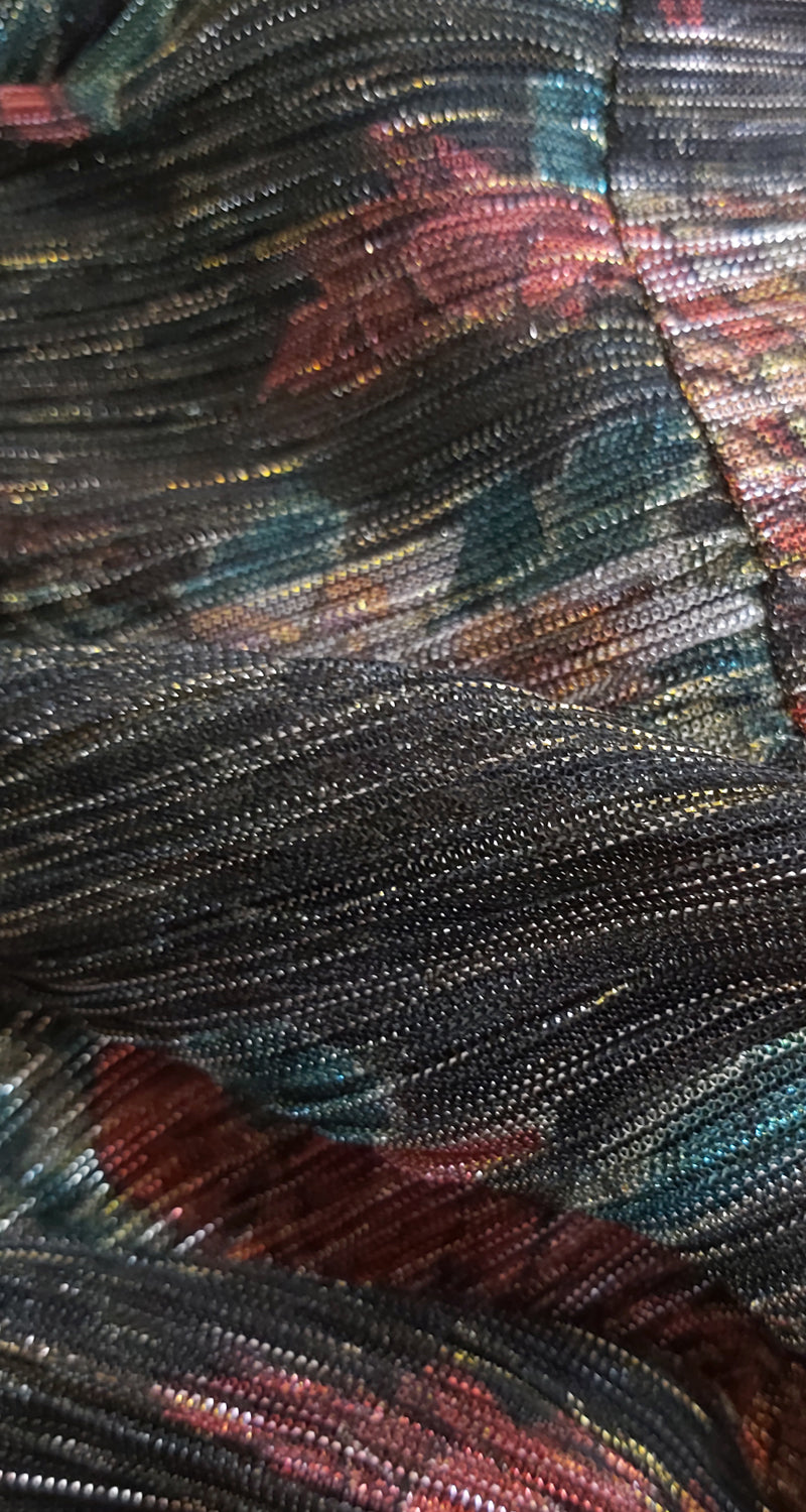 Hend Metallic Floral-Print Plissé-knitted Maxi Dress