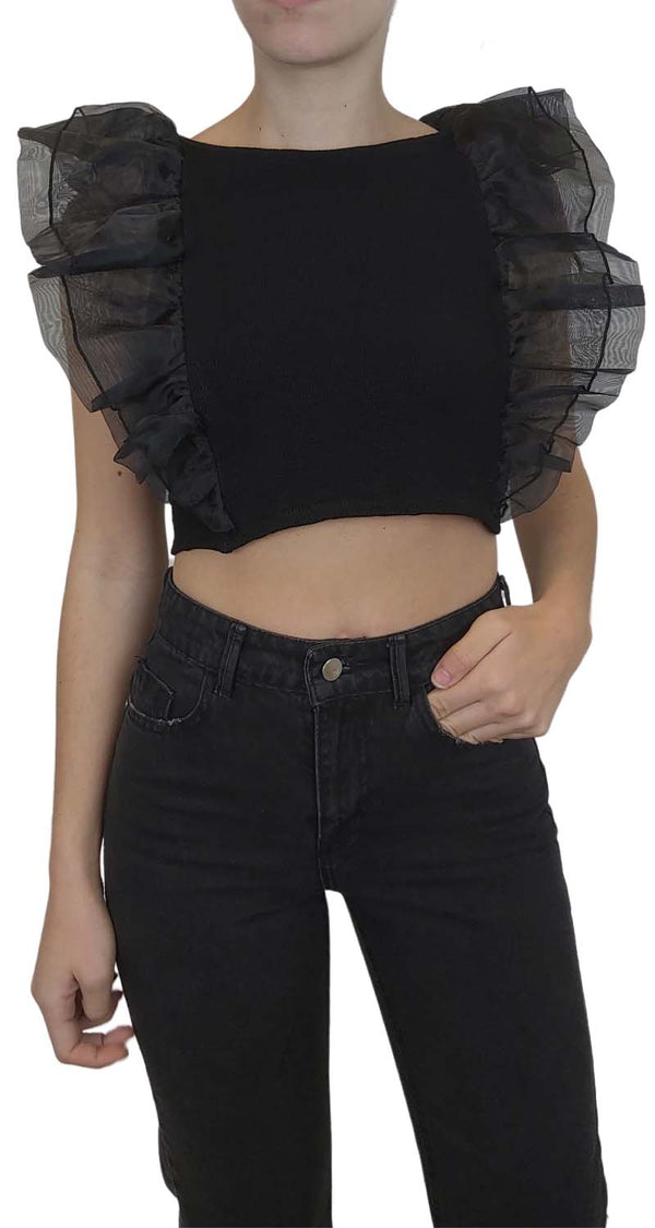 Top Contrasting Organza Top