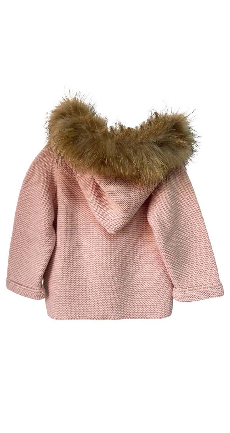 Sweater Rosado Capucha Pelos