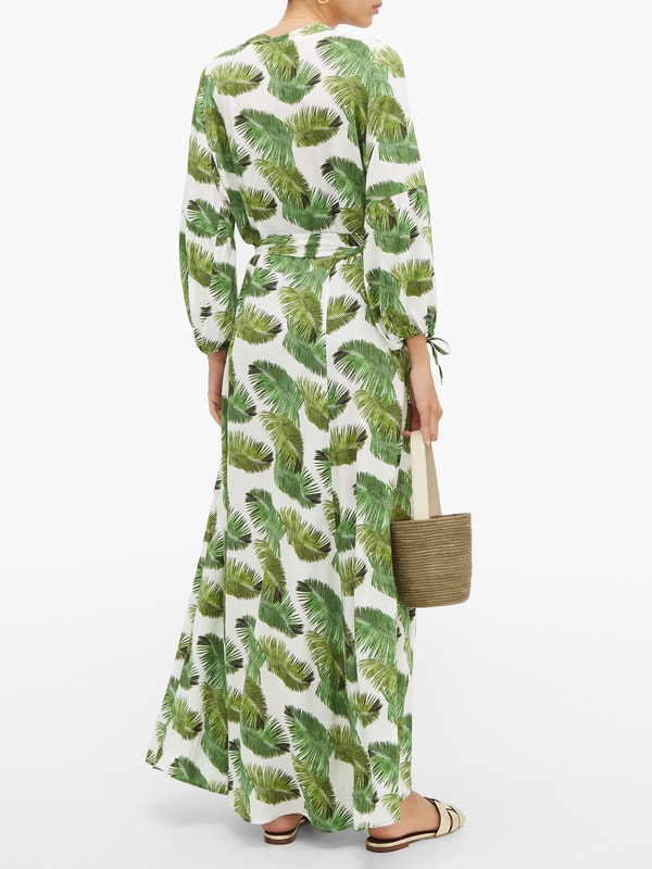 Vestido ''Margo palm-print poplin wrap'' (5226086334599)