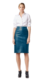 Falda ''Teal Lambskin Leather'' (5232482648199)