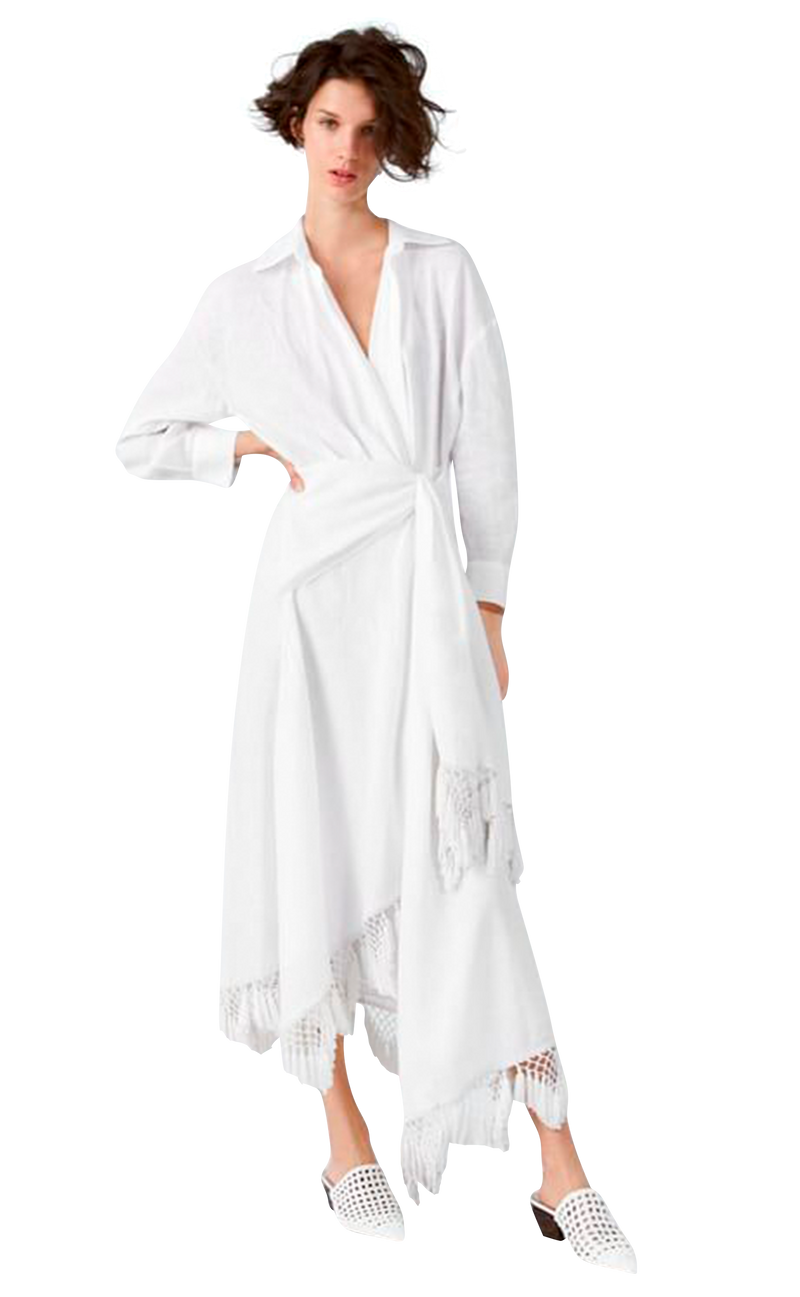 Kimono ''Fringed linen wrap dress'' (5232482943111)
