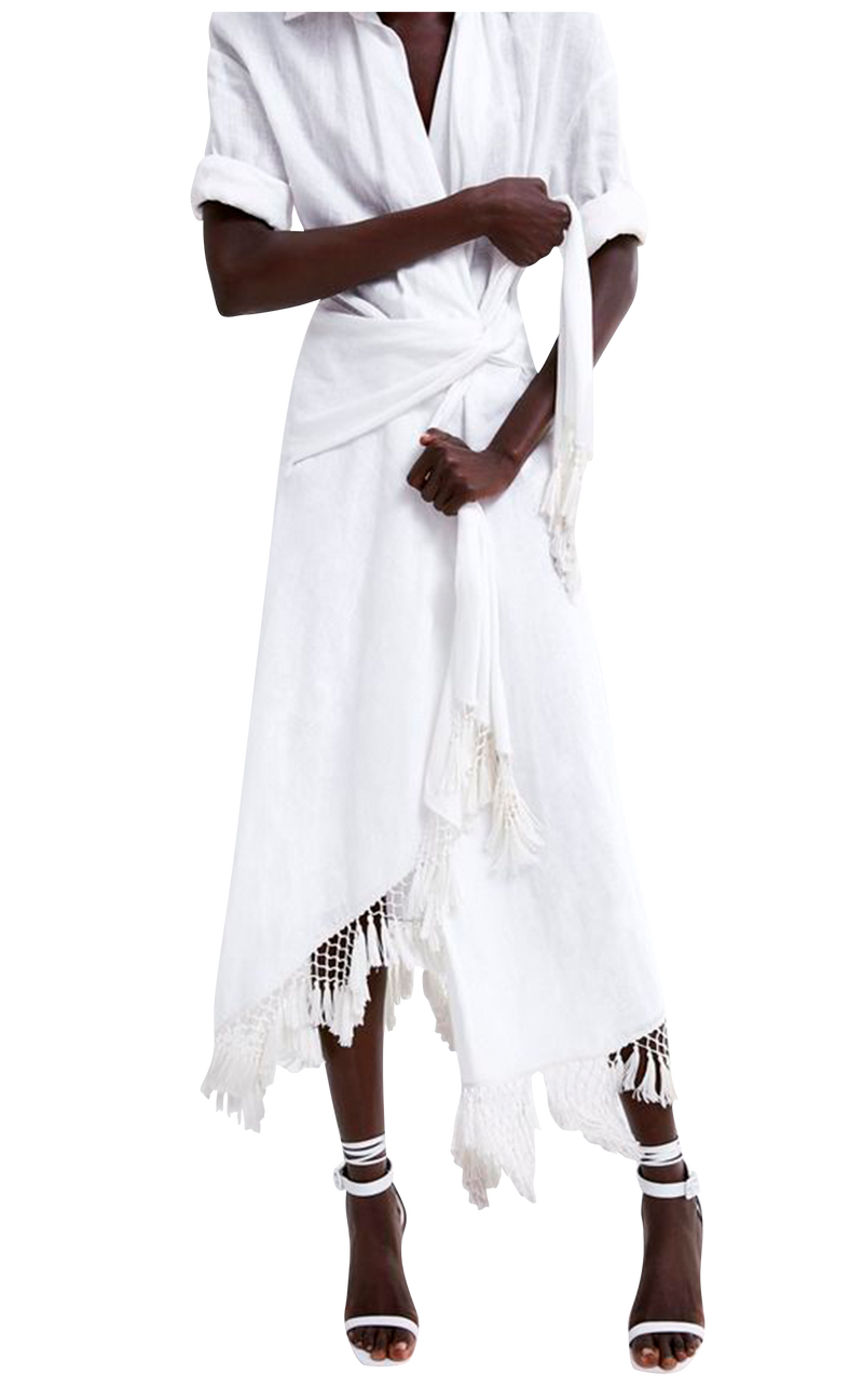 Kimono ''Fringed linen wrap dress'' (5232482943111)