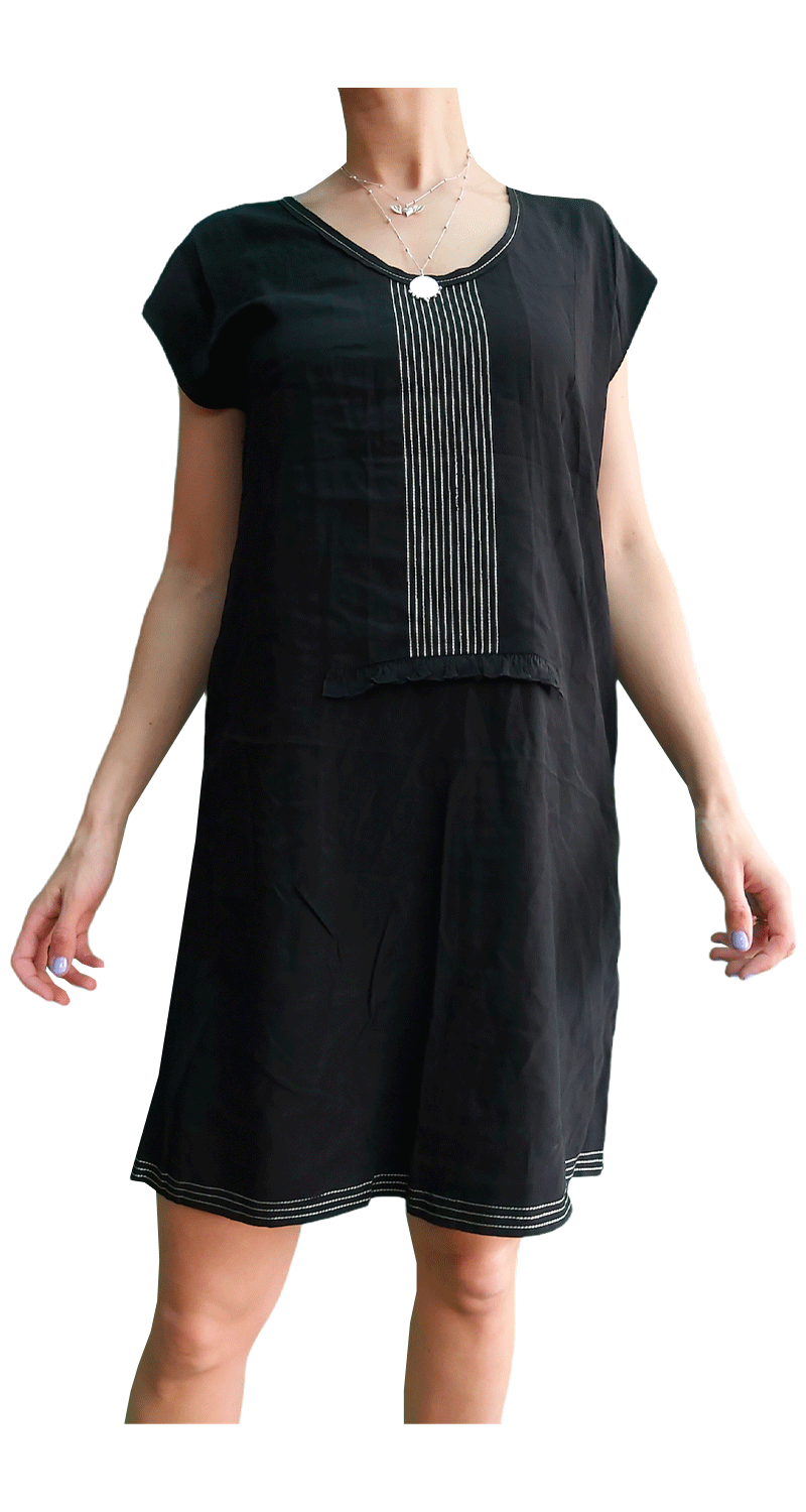 Vestido negro hilo dorado