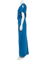 Vestido largo de seda Azul Rey con un solo hombro (5256562671751)