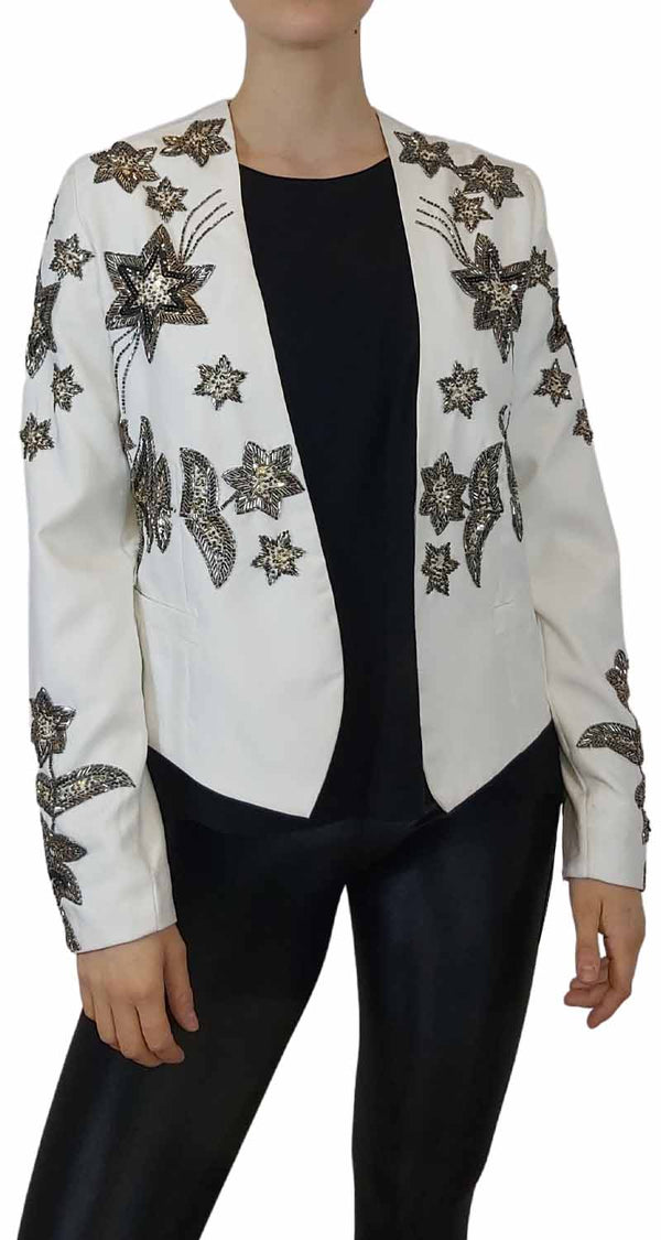 Blazer Blanco Bordados Estrellas