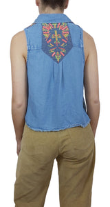 Blusa Étnica Denim