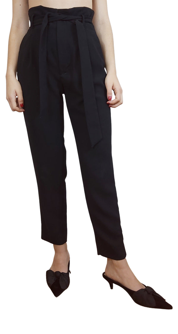 Pantalón De Tiro Alto Con Trabillas