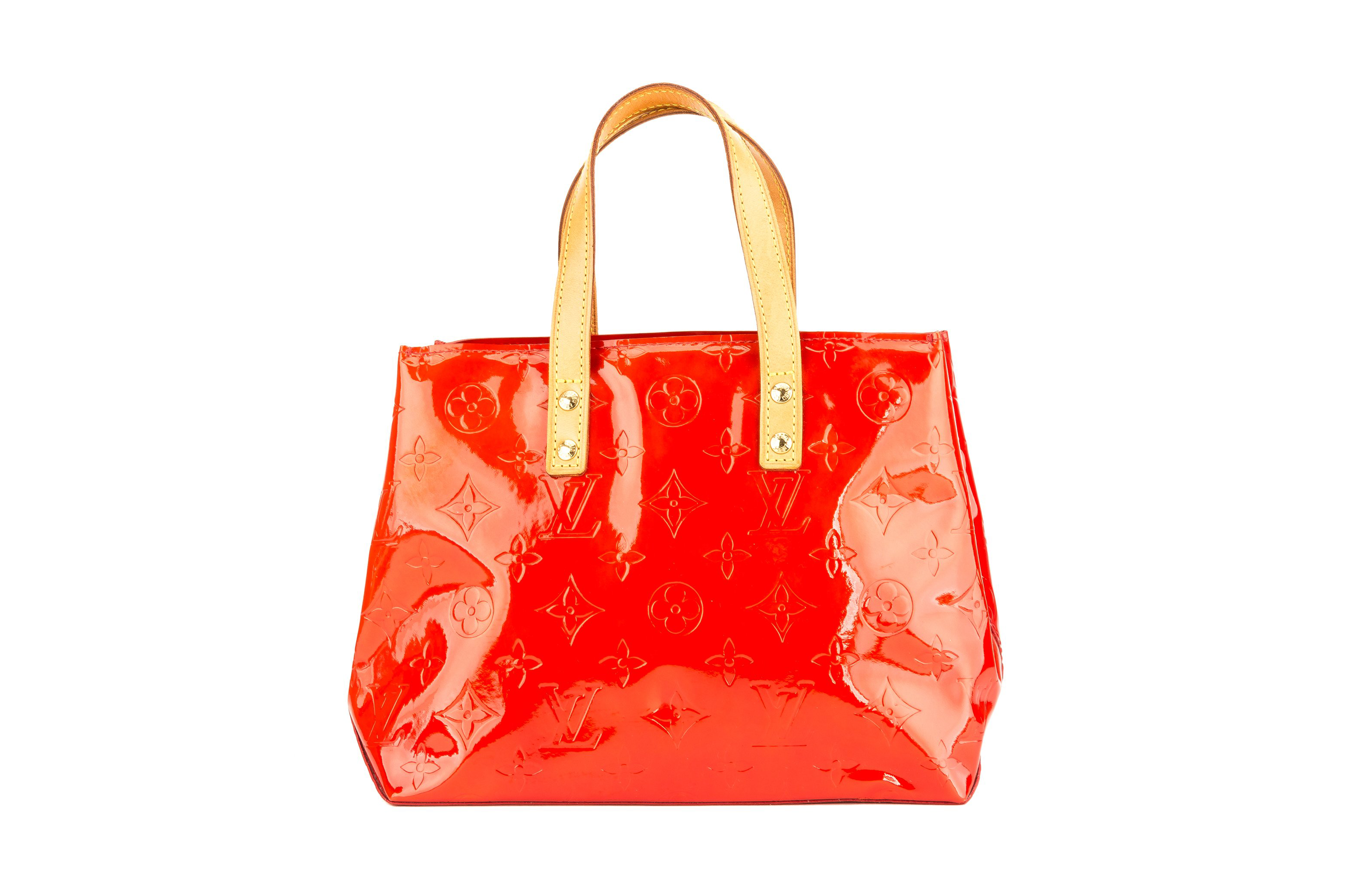 "Red Monogram Vernis Reade PM Tote Bag"