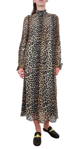 Puff Sleeve Leopard Print Maxi Dress