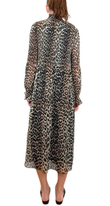 Puff Sleeve Leopard Print Maxi Dress