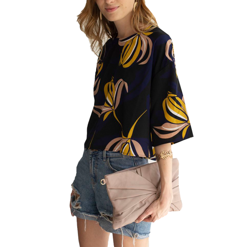 Blusa Flores Mostaza