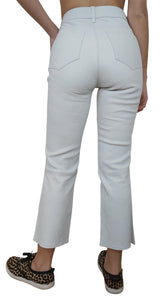 Pantalones Tiro Alto Cuero Blanco