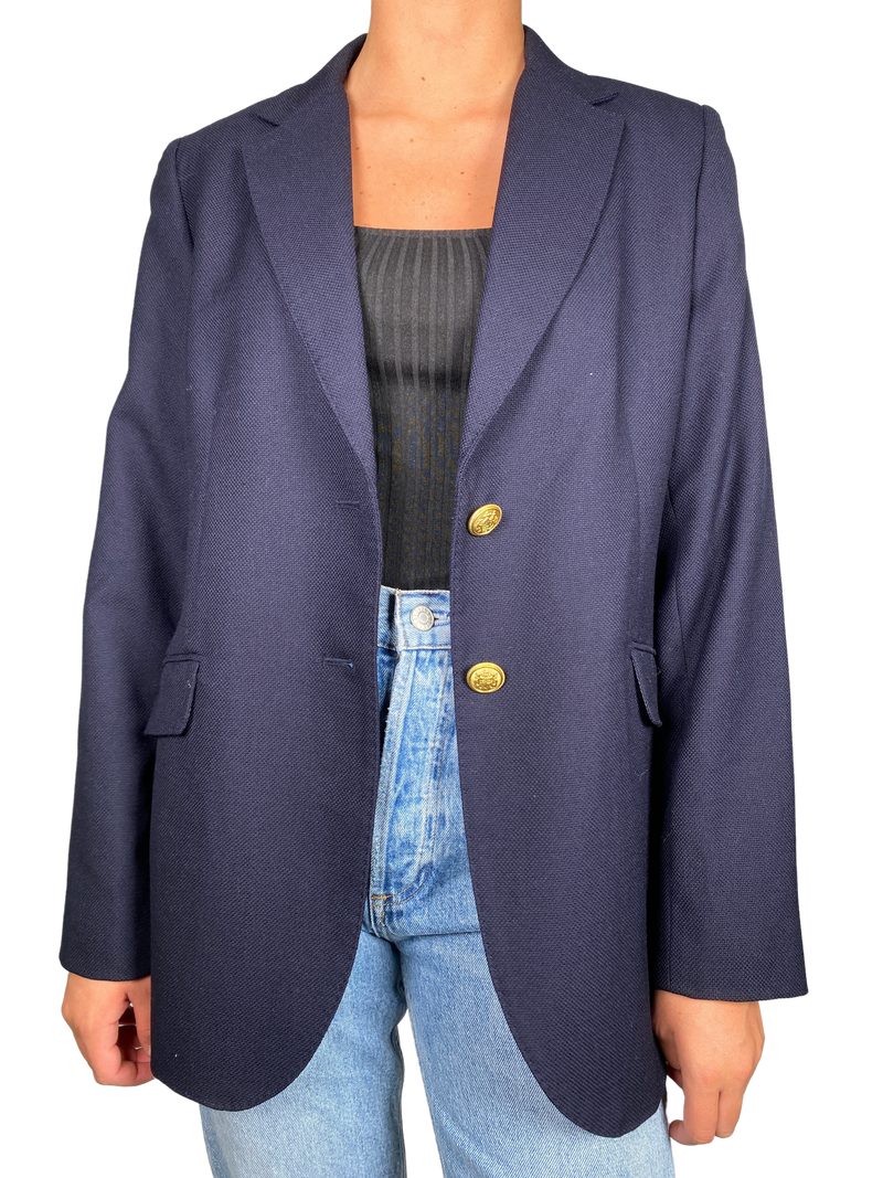 Blazer Lana Azul Marino Botones Dorados