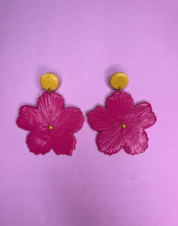 Aros Flor XL Fucsia