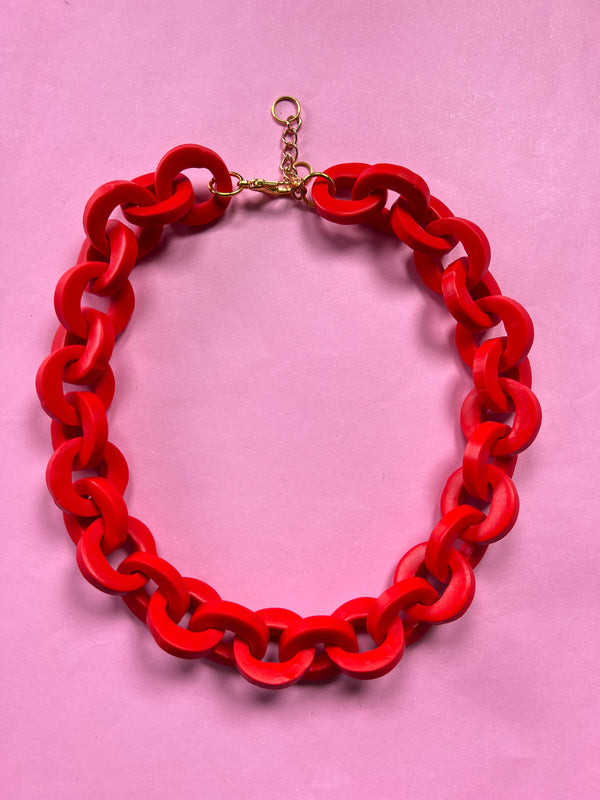 Collar Cadenas Rojo Slim