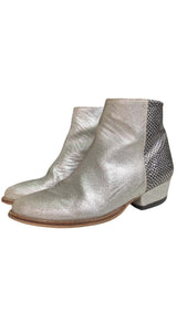 Botines Cuero Pitón Plateados