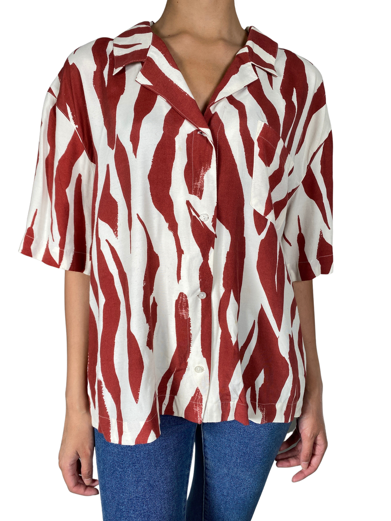Blusa Manga Corta Multicolor A Rayas