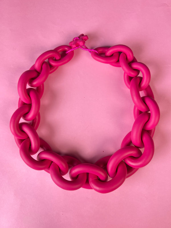 Collar Eslabón Fucsia M