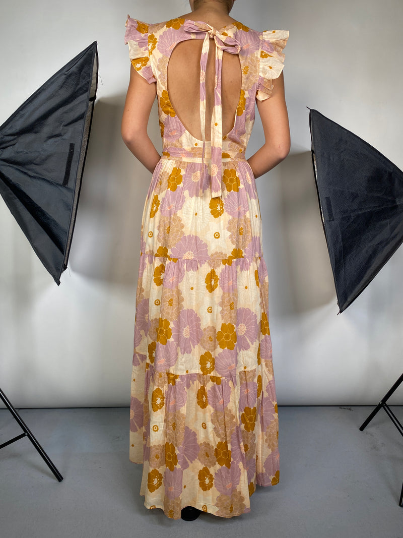 Vestido Flores Escote Espalda