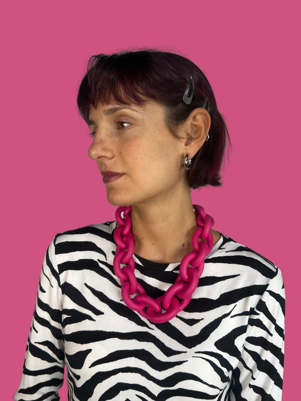 Collar Eslabón Fucsia M