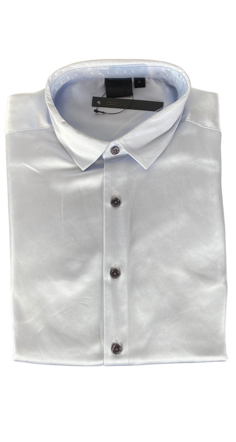 Camisa Skinny Sateen In Silver