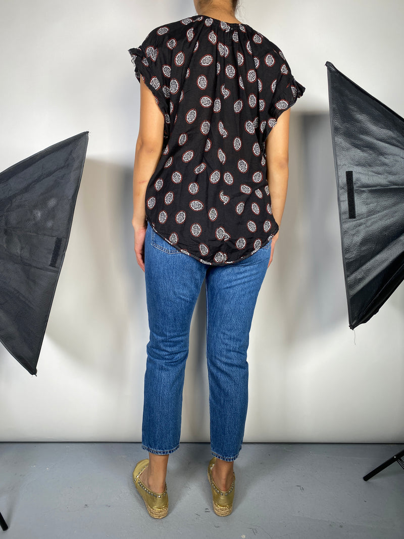Blusa Negra Estampada