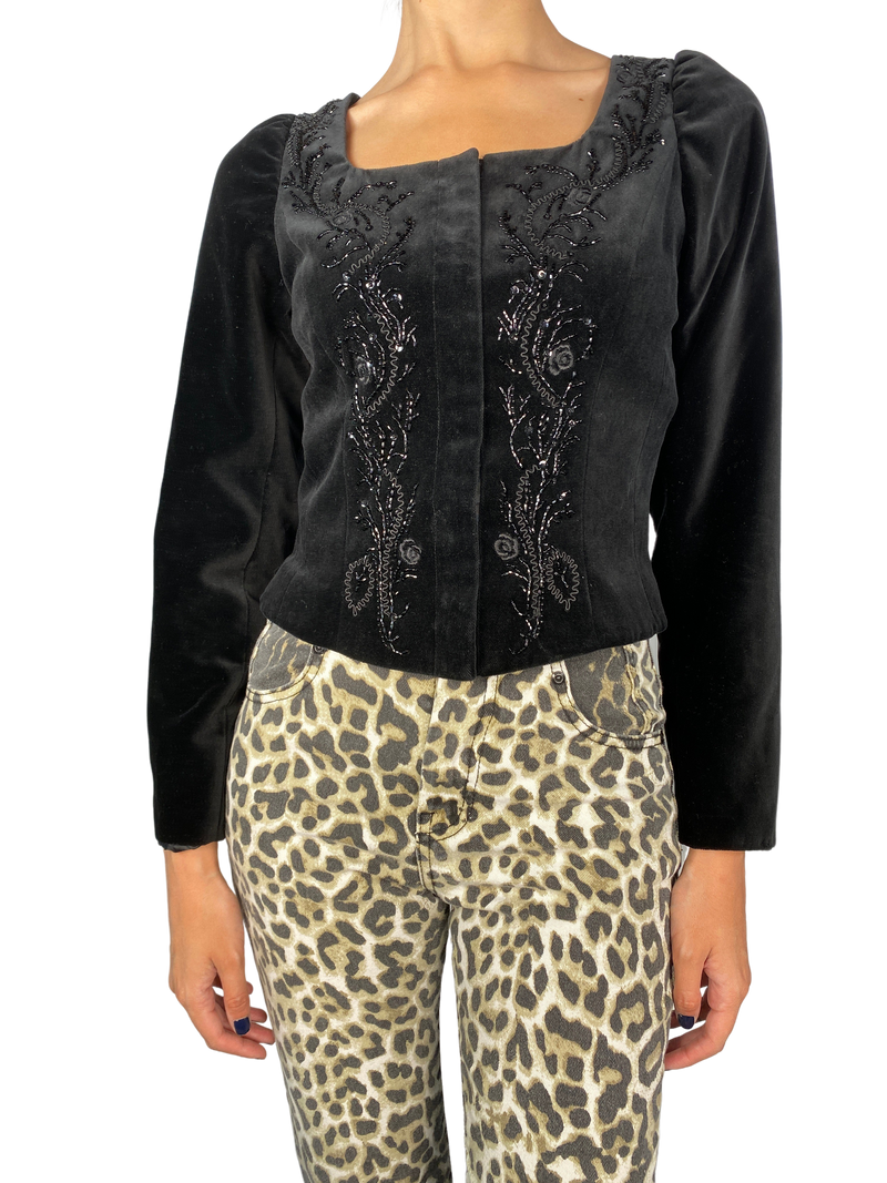 Chaqueta Negra Velvet Mostacillas