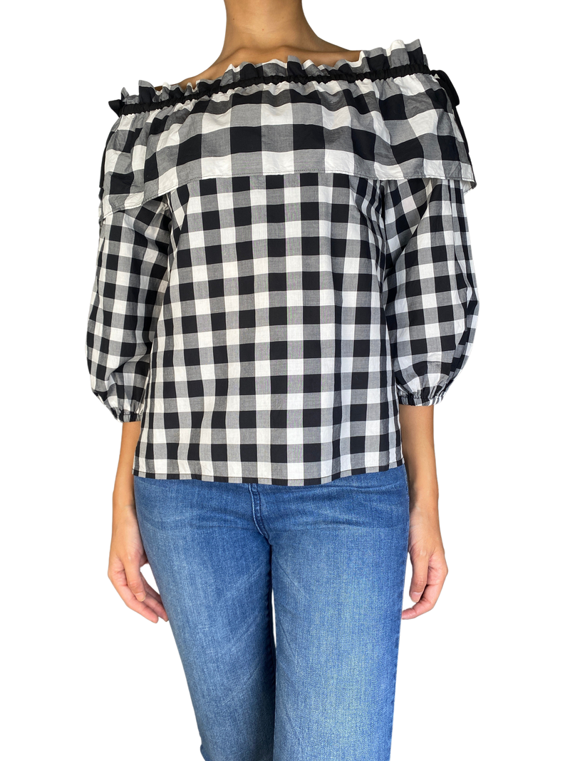 Blusa Cuadros Blanco y Negro