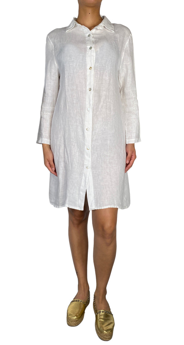 Vestido Camisero Lino Blanco