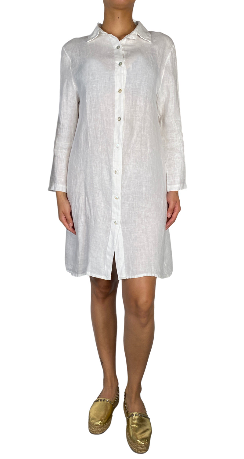 Vestido Camisero Lino Blanco