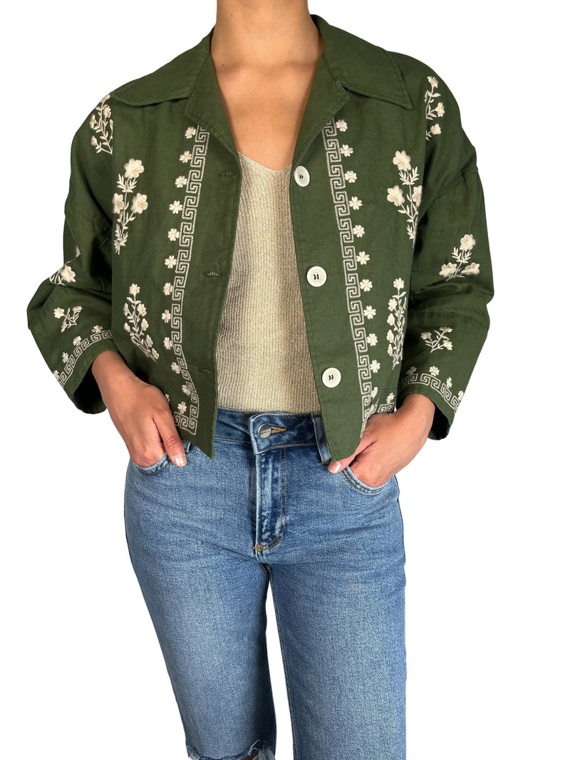 Chaqueta Verde Militar Bordada