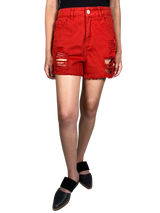 Shorts Rojo Rasgado