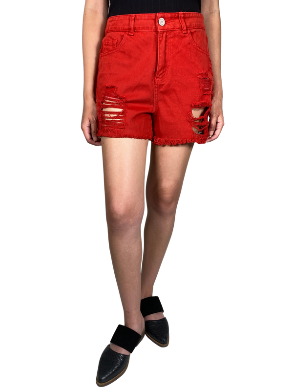 Shorts Rojo Rasgado