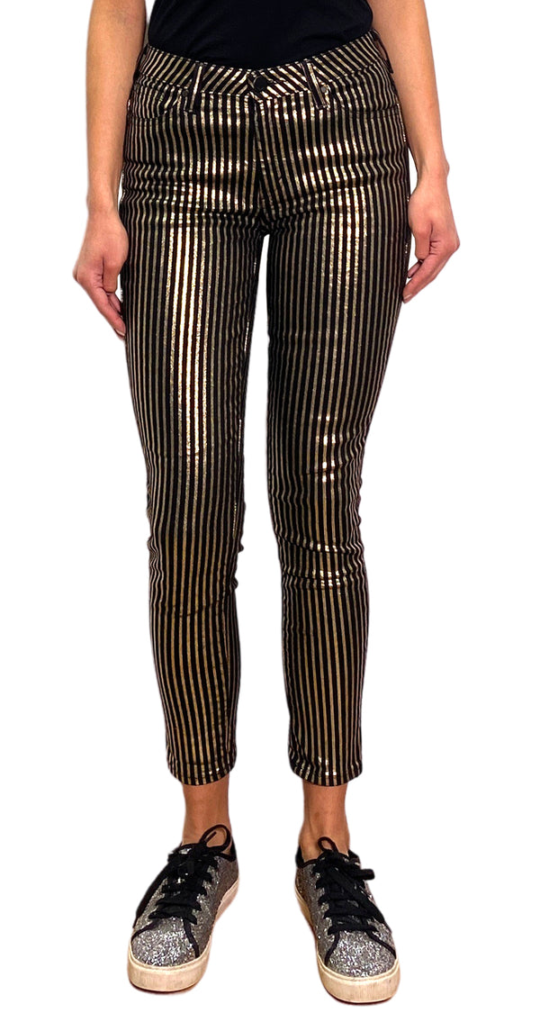Jeans Rayas Dorado y Negro