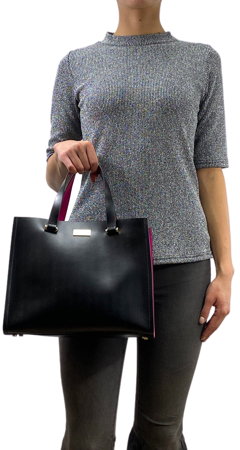 Cartera Cuero Negro