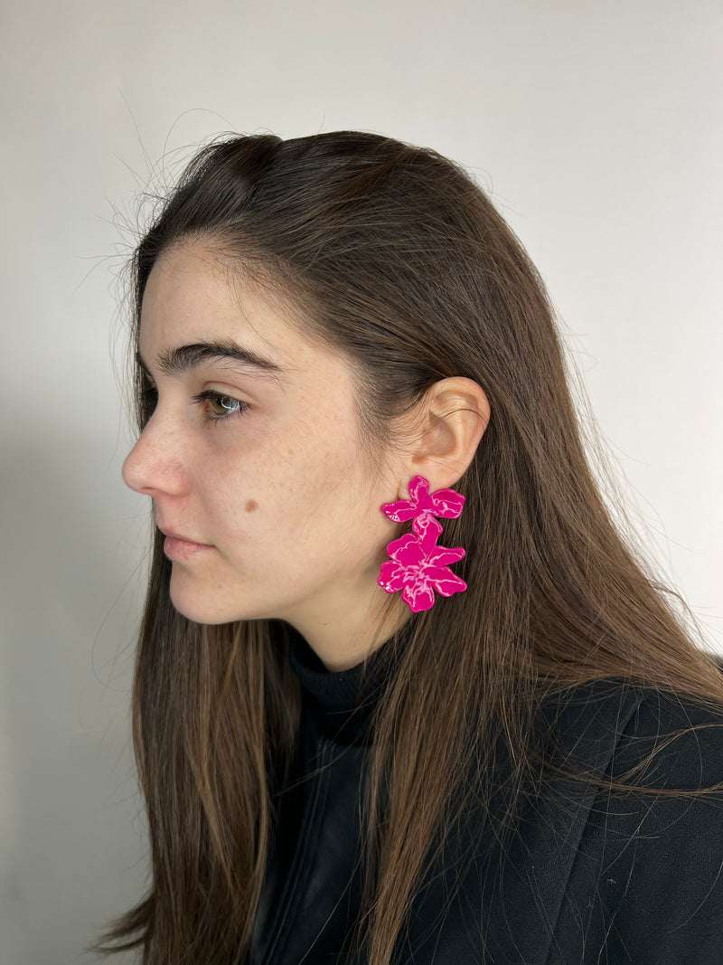 Aros Flor MIC Fucsia