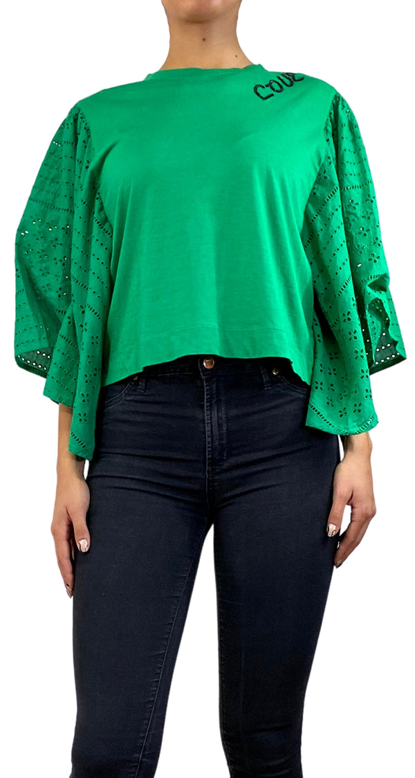 Polera Verde Broderie