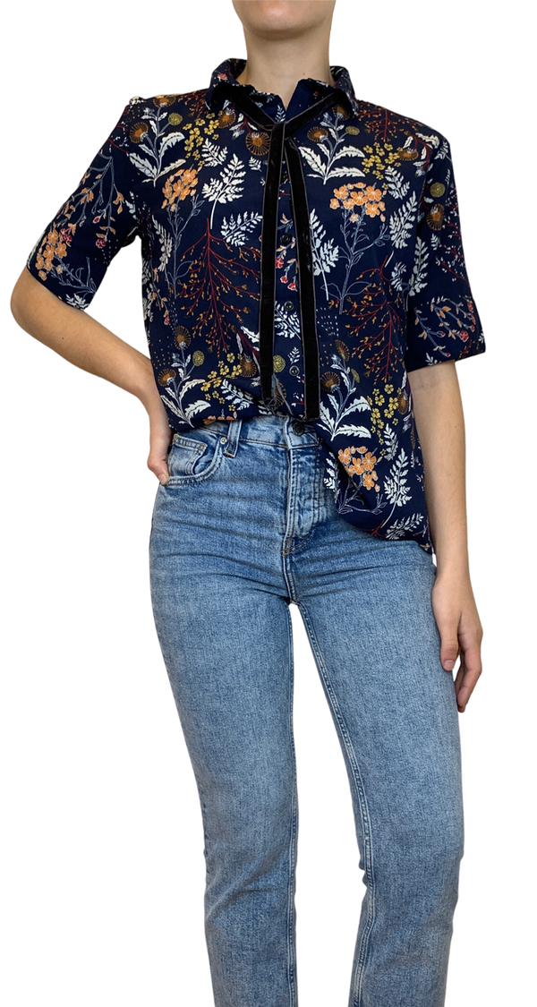 Blusa Flores Azul