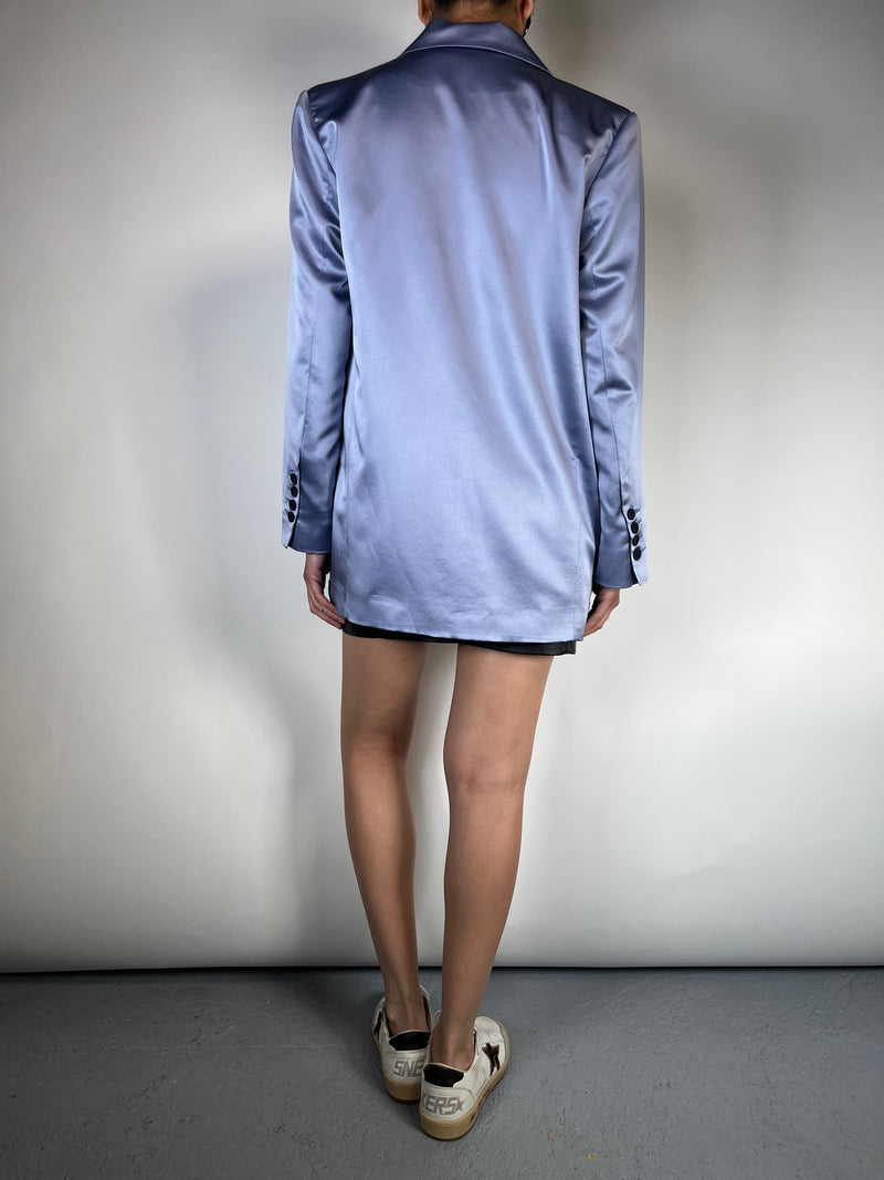 Blazer Seda Azul Satinado