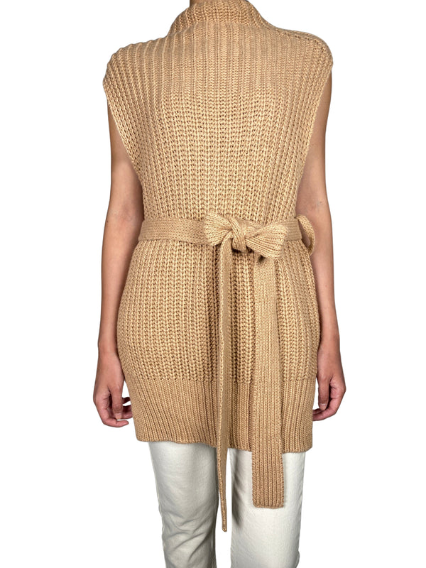 Sweater Tejido Sin mangas Café