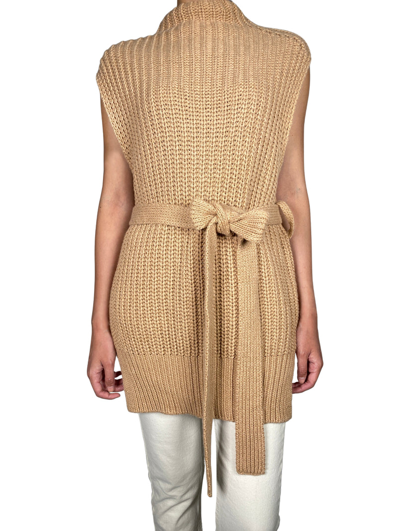 Sweater Tejido Sin mangas Café
