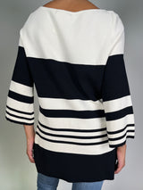 Polera de Punto con Lineas Blanco y Negro