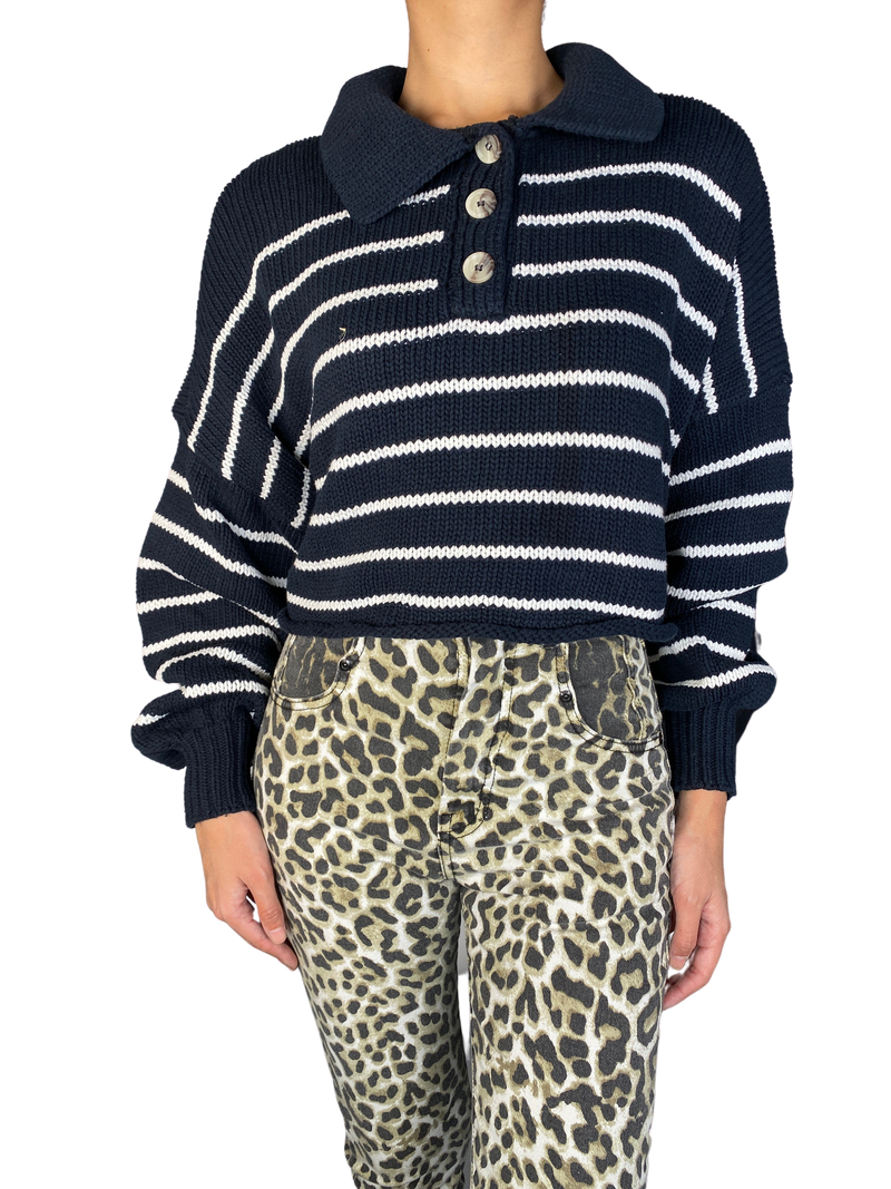 Sweater Tejido Azul y Blanco