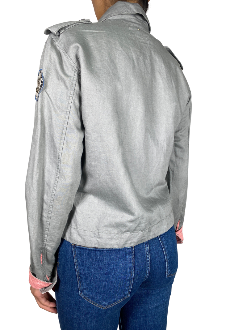 Chaqueta Verde Grisáceo Bolsillos