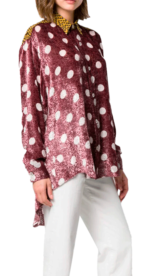 Blusa Polka Dot Print Burdeo