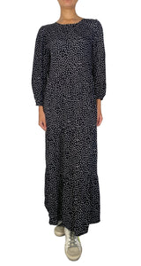 Vestido Maxi Negro Lunares